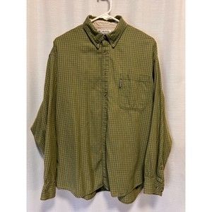 COLUMBIA Sportswear Mens XL Cotton Shirt Green Check Long Sleeve Outdoor